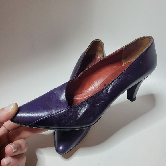 YSL Paris Vintage 2Tone Purple Leather Heels - Picture 11 of 16